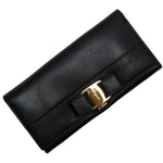 Salvatore Ferragamo Black Leather Long Wallet (Bi-Fold) (Pre-Owned)