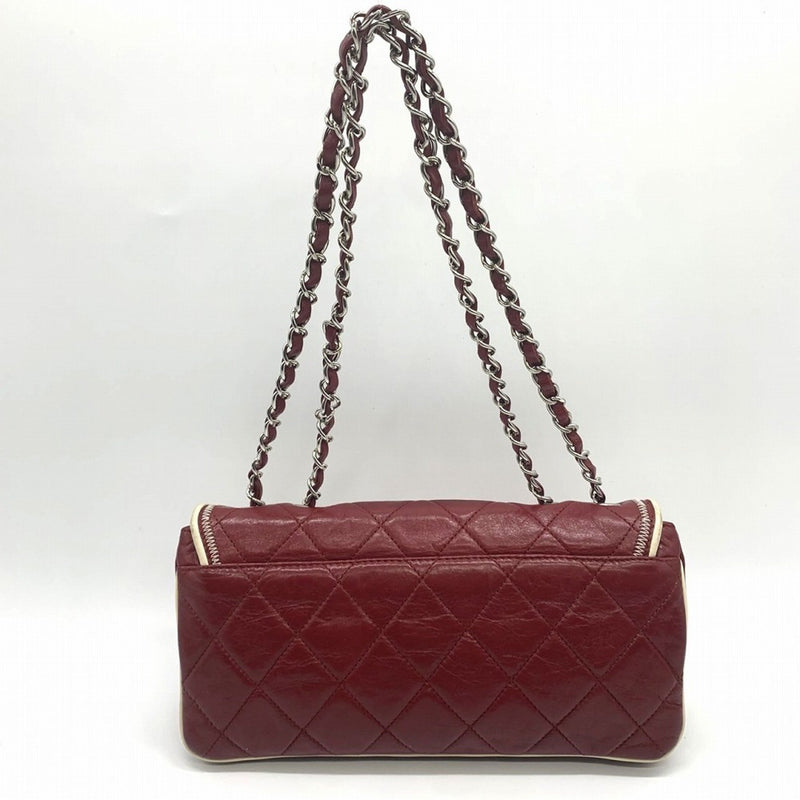 Chanel Bordeaux Leather Shoulder Bag (Pre-Owned)