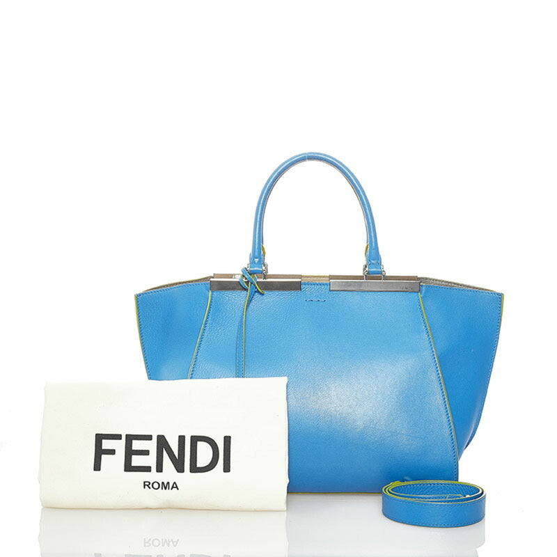 Fendi 3Jours Blue Leather Handbag Shoulder Bag (Pre-Owned)