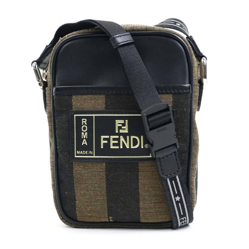 Fendi Black Brown Canvas Pochette Shoulder Bag (Pre-Owned)