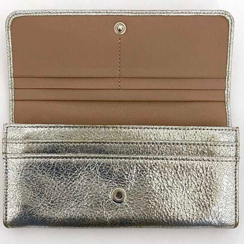 Jimmy Choo Silver Leather Long Wallet (Bi-Fold) (Pre-Owned)