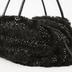 Anteprima Black Pvc Fur Handbag Shoulder Bag (Pre-Owned)