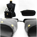 Salvatore Ferragamo Black Leather Handbag Shoulder Bag (Pre-Owned)