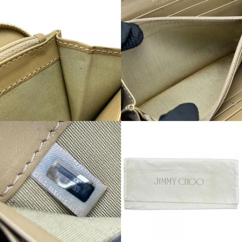 Jimmy Choo Champagne Gold Leather Long Wallet (Bi-Fold) (Pre-Owned)