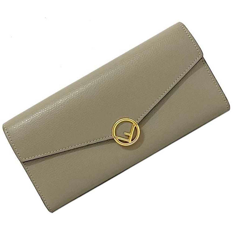 Fendi Beige Gold Leather Long Wallet (Bi-Fold) (Pre-Owned)