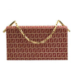 Fendi Beige Red Color Canvas Handbag (Pre-Owned)