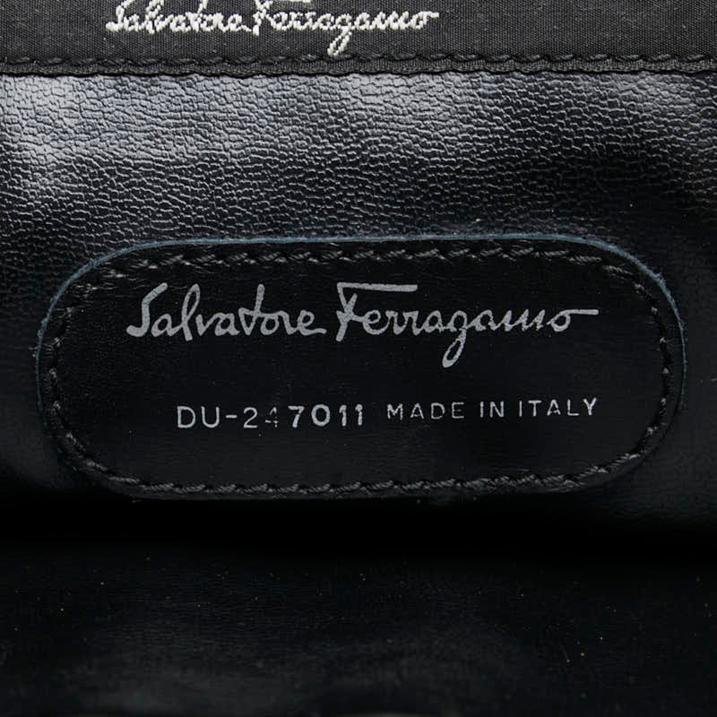 Salvatore Ferragamo Black Leather Nylon Shoulder Bag (Pre-Owned)