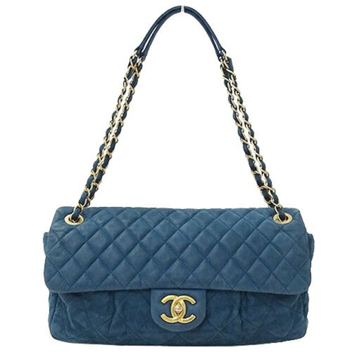 Chanel Blue Leather Shoulder Bag Tote Bag (Pre-Owned)