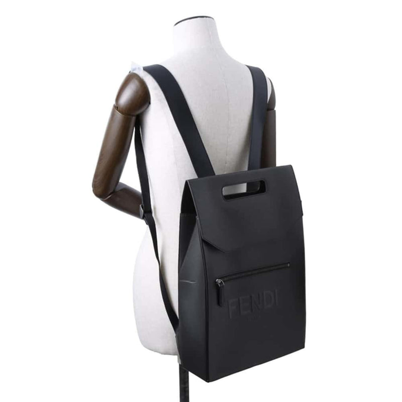 Fendi Black Leather Backpack Handbag (Pre-Owned)