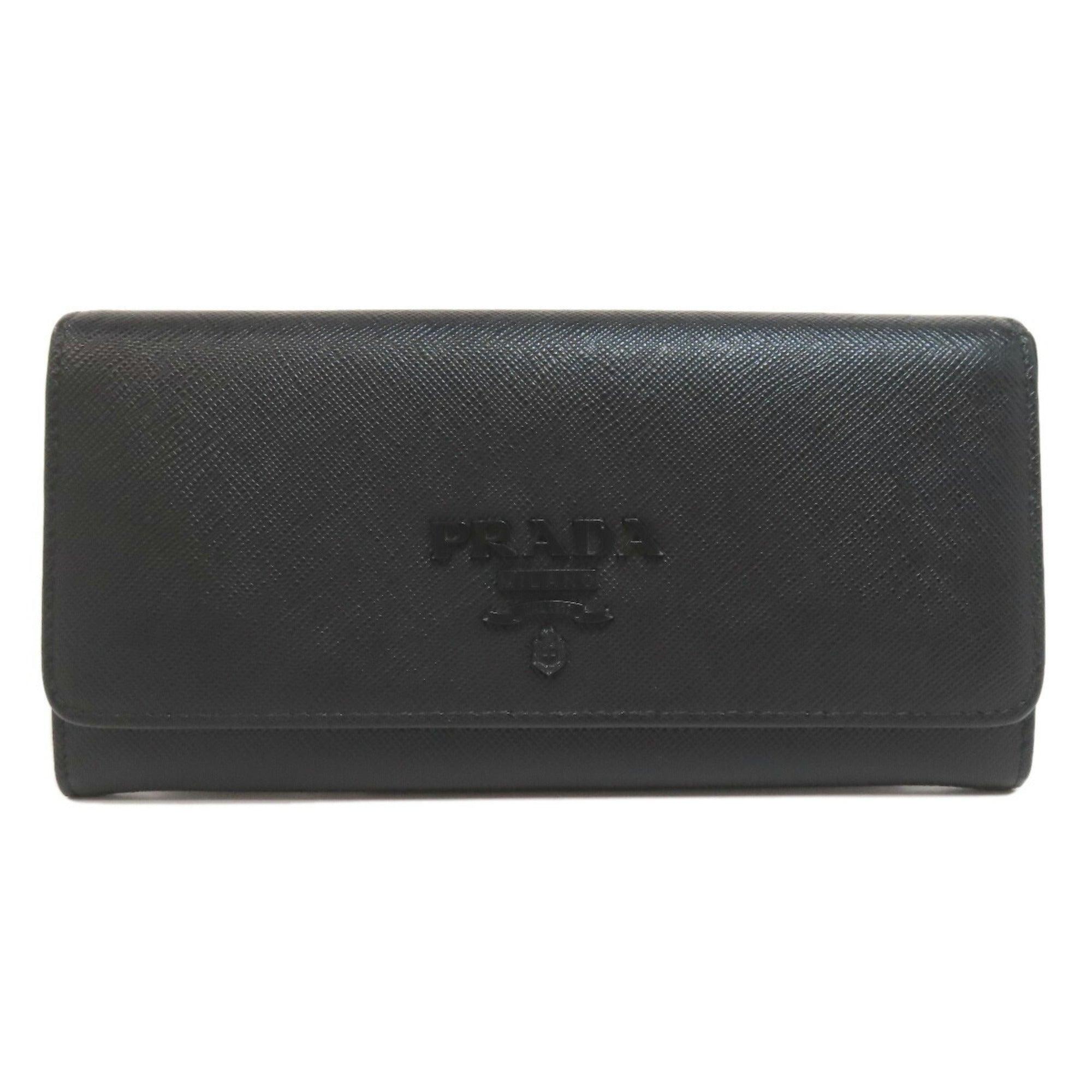 Prada Black Leather Long Wallet (Bi-Fold) (Pre-Owned)