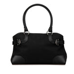 Salvatore Ferragamo Black Canvas Leather Handbag Tote Bag (Pre-Owned)