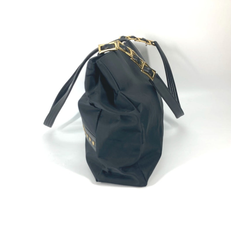 Versace Black Gold Nylon Shoulder Bag Tote Bag (Pre-Owned)