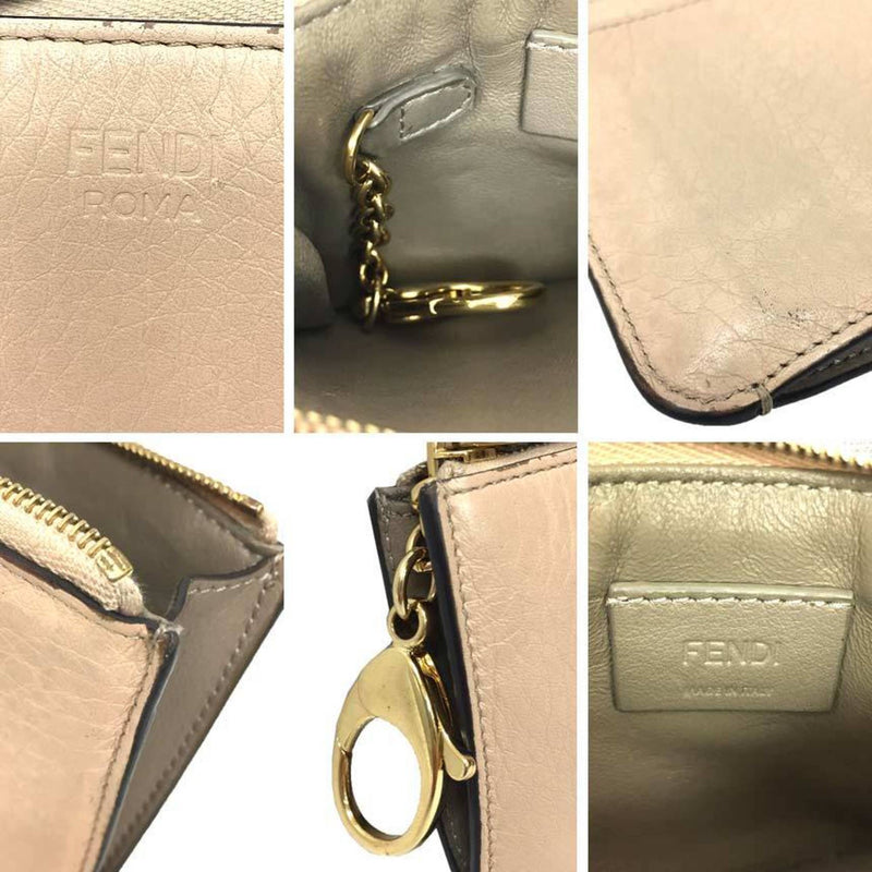 Fendi Beige Leather Coin Purse/Coin Case (Pre-Owned)