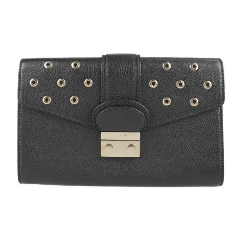 Redvalentino Black Leather Clutch Bag Handbag (Pre-Owned)