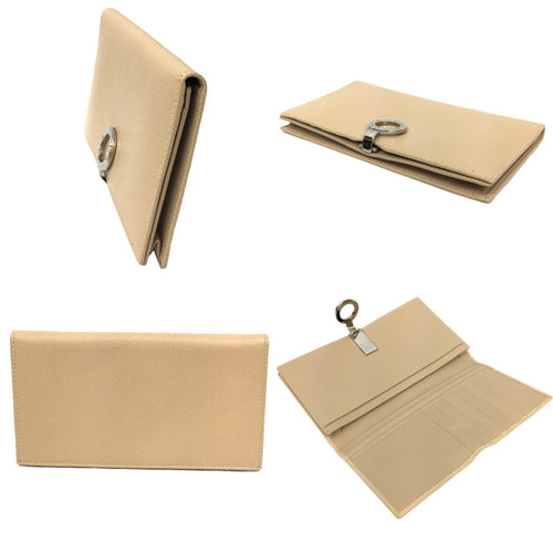 Bvlgari Beige Leather Long Bill Wallet (Bi-Fold) (Pre-Owned)