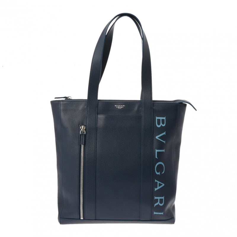 Bvlgari Dark Blue Leather Tote Bag (Pre-Owned)