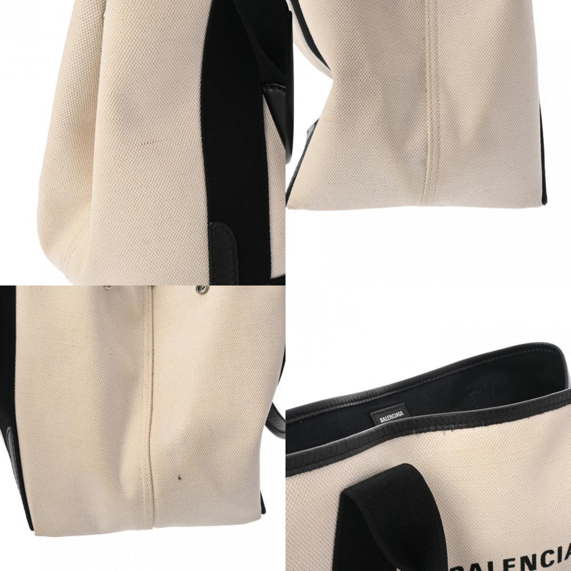 Balenciaga Beige Black Canvas Leather Handbag Pouch (Pre-Owned)