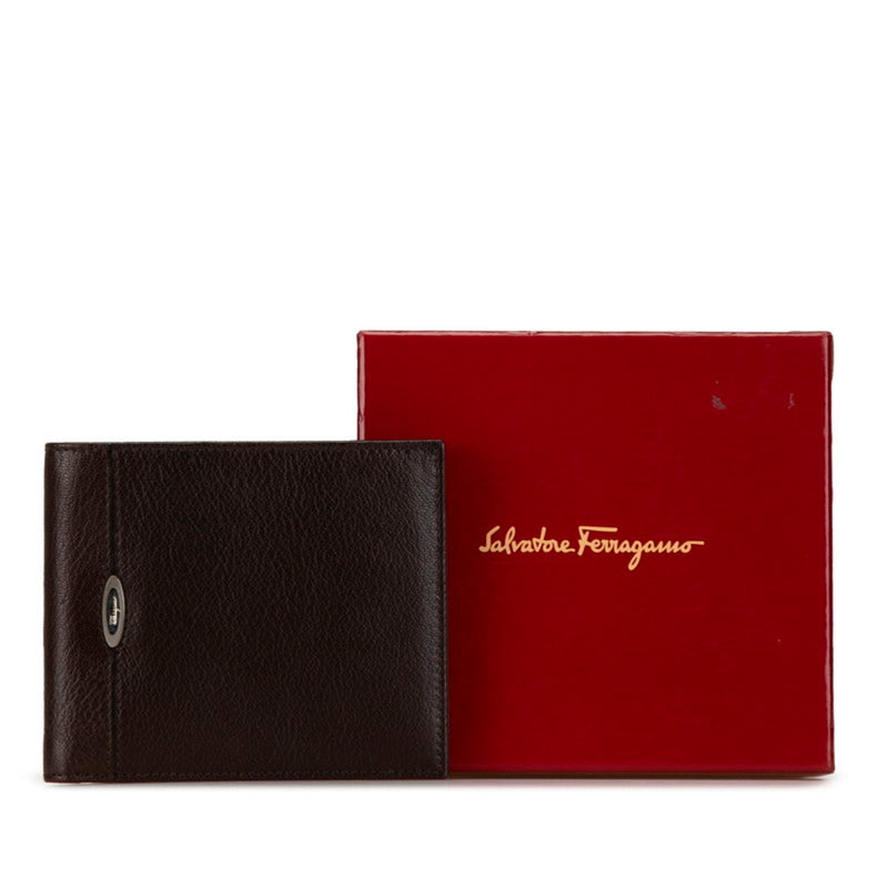 Salvatore Ferragamo Brown Leather Wallet (Bi-Fold) (Pre-Owned)