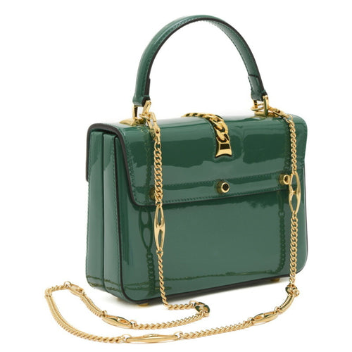 Gucci Green Patent Leather Handbag Shoulder Bag (Pre-Owned)