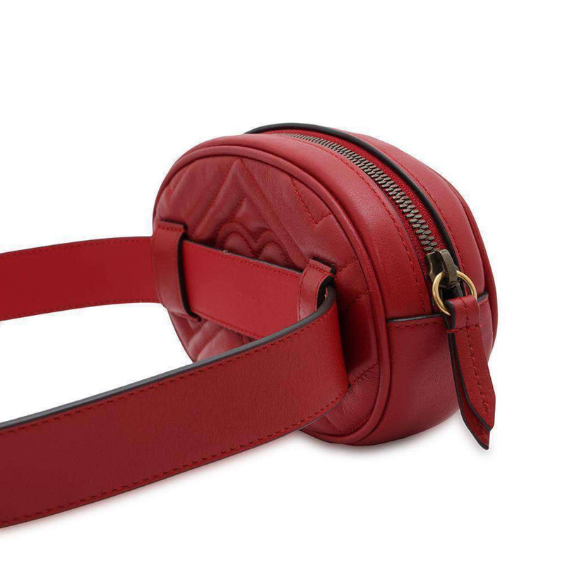 Gucci Gg Marmont Red Color Leather Fanny Pack (Pre-Owned)