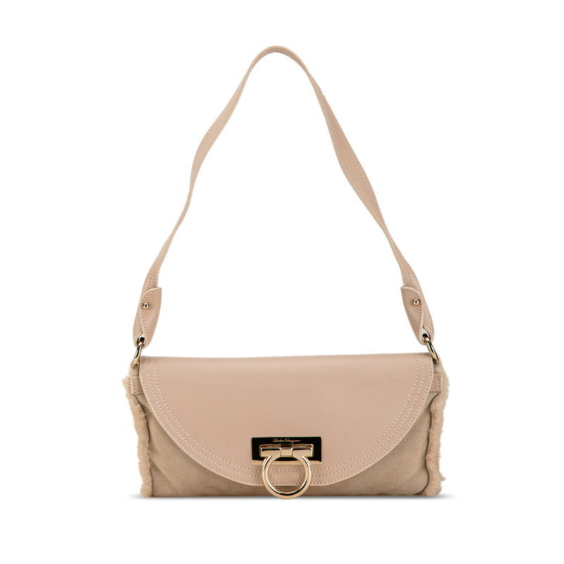 Salvatore Ferragamo Beige Pink Leather Shoulder Bag (Pre-Owned)