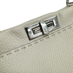 Fendi Beige Brown Gray Leather Handbag (Pre-Owned)