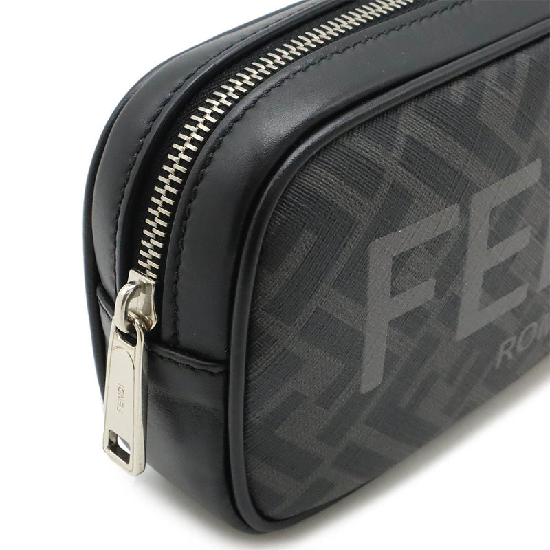 Fendi Black Gray Pvc Leather Pouch Shoulder Bag Sling Bag (Pre-Owned)