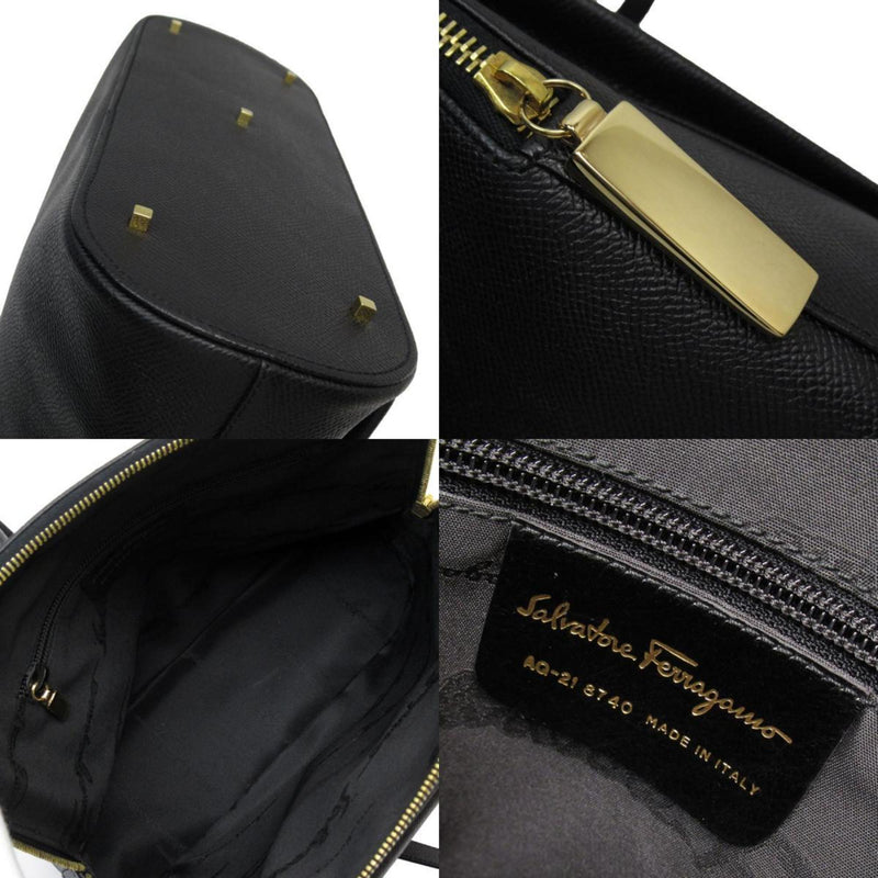 Salvatore Ferragamo Black Leather Handbag Shoulder Bag (Pre-Owned)