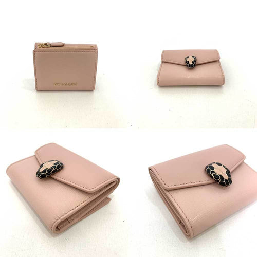 Bvlgari Pink Leather Wallet (Tri-Fold) (Pre-Owned)