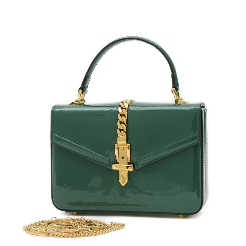 Gucci Green Patent Leather Handbag Shoulder Bag (Pre-Owned)