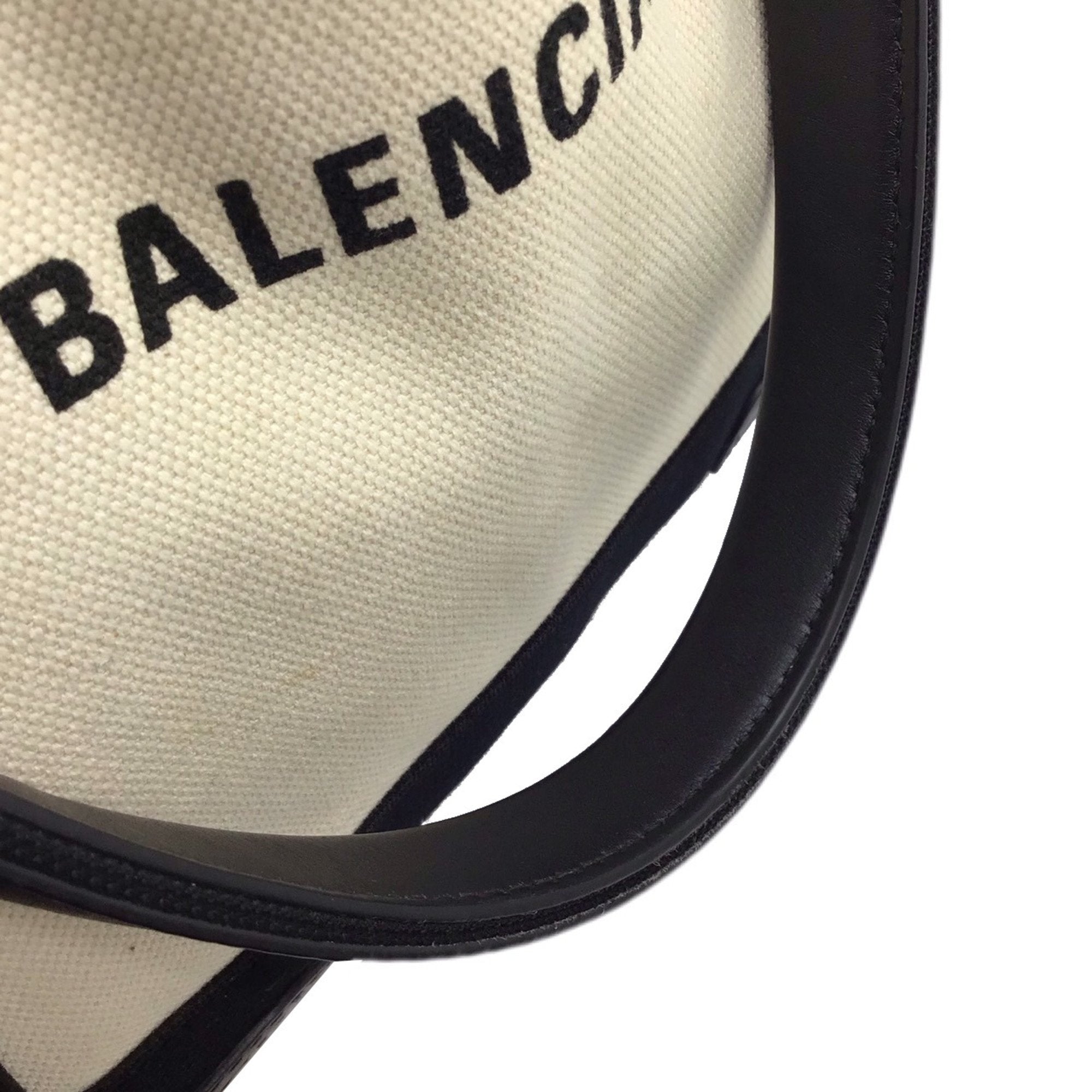 Balenciaga Beige Black Canvas Leather Handbag (Pre-Owned)