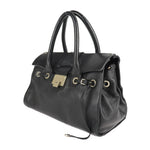 Jimmy Choo Black Leather Handbag Shopping Bag Shoulder Bag Tote Bag (Pre-Owned)