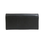 Salvatore Ferragamo Black Leather Metal Long Wallet (Bi-Fold) (Pre-Owned)