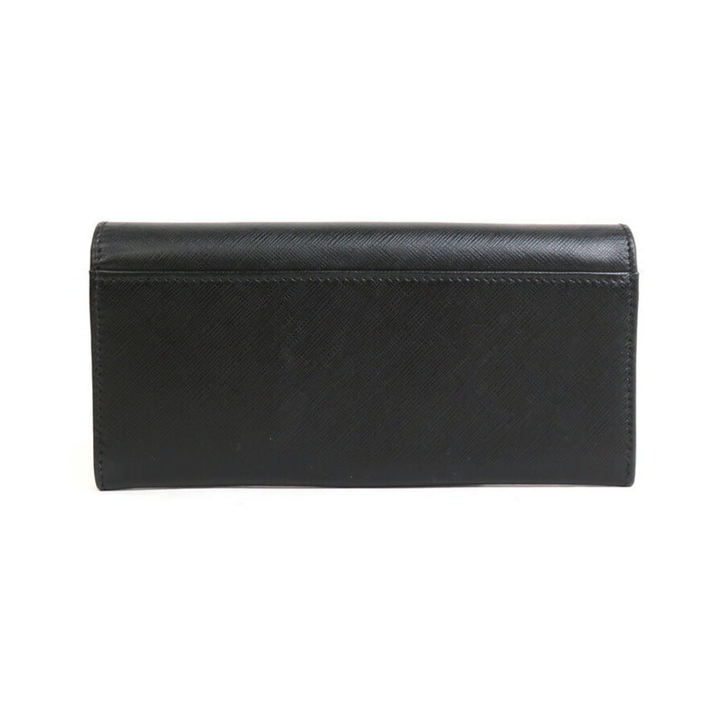 Salvatore Ferragamo Black Leather Metal Long Wallet (Bi-Fold) (Pre-Owned)