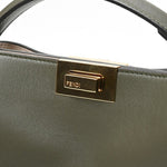 Fendi Beige Moss Green Leather Handbag Shoulder Bag (Pre-Owned)