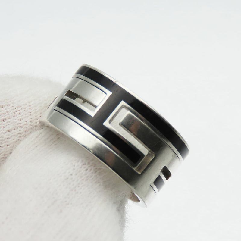 Hermes Black Silver 925 Band Ring (Pre-Owned)