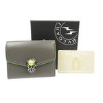 Bvlgari Gray Yellow Leather Wallet (Tri-Fold) (Pre-Owned)