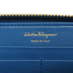 Salvatore Ferragamo Blue Leather Long Wallet (Bi-Fold) (Pre-Owned)