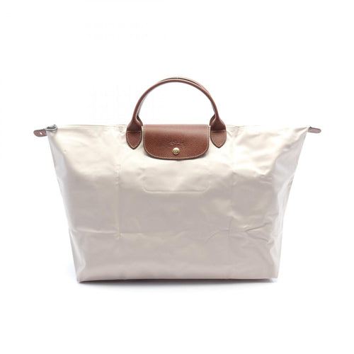 Longchamp Beige Brown Nylon Leather Tote Bag