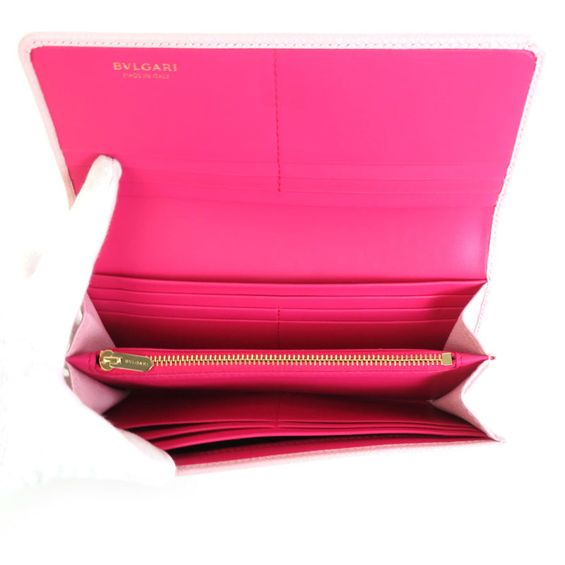 Bvlgari Pink Leather Long Wallet (Bi-Fold) (Pre-Owned)