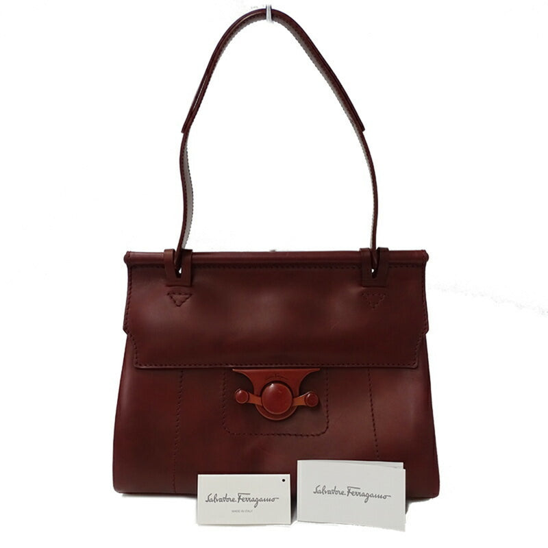 Salvatore Ferragamo Bordeaux Leather Shoulder Bag (Pre-Owned)