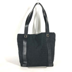 Bvlgari Black Leather Canvas Shoulder Bag Tote Bag (Pre-Owned)