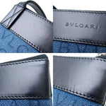 Bvlgari Black Blue Denim Leather Pochette Shoulder Bag (Pre-Owned)