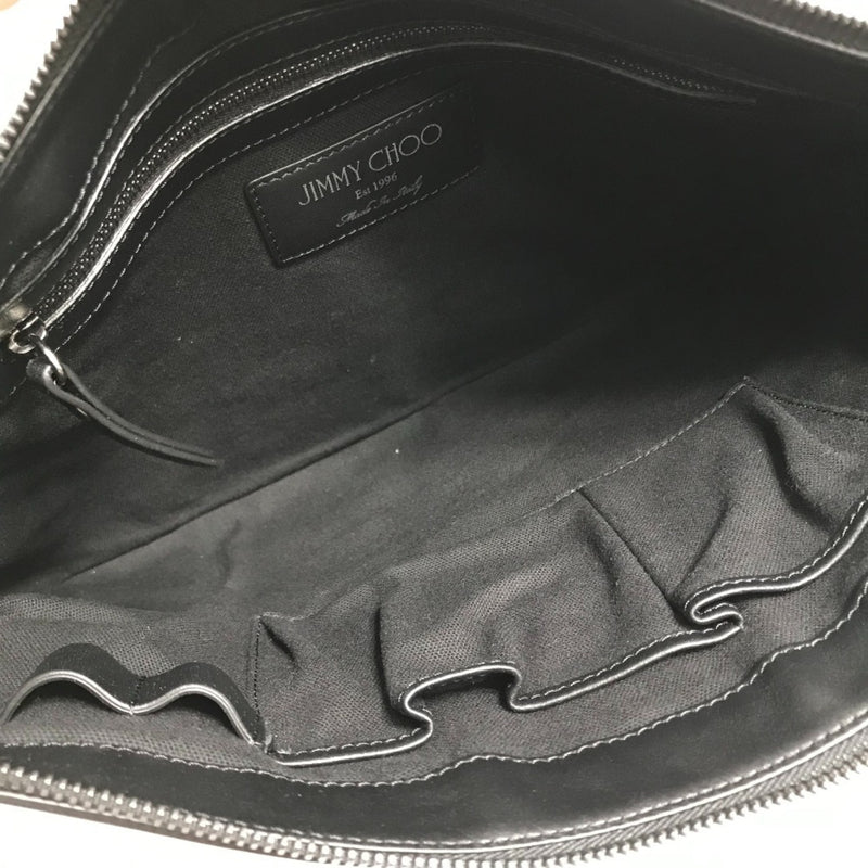 Jimmy Choo Black White Leather Clutch Bag (Pre-Owned)