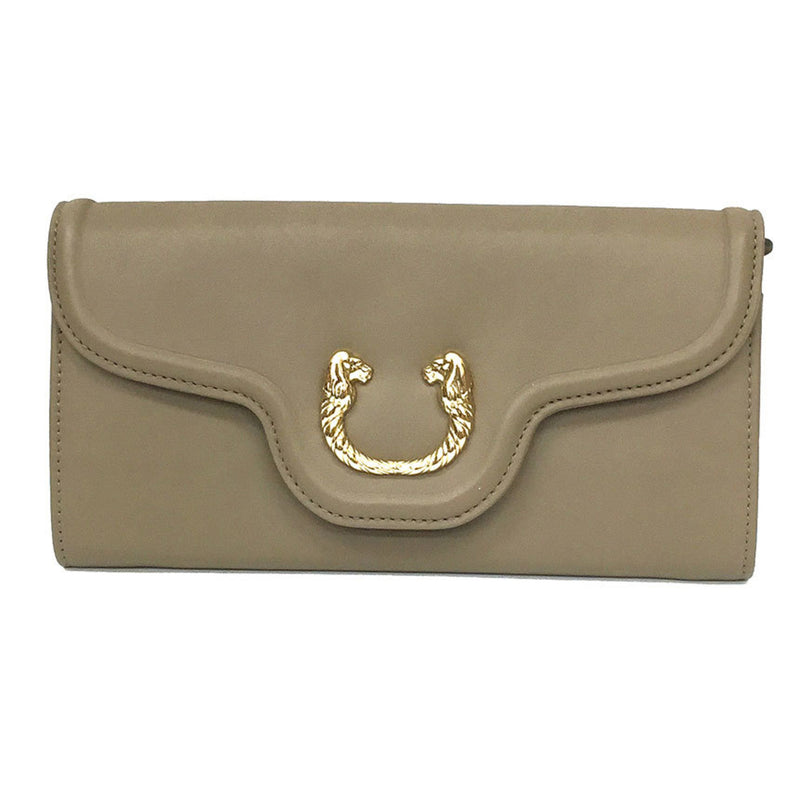 Bvlgari Beige Leather Long Wallet (Bi-Fold) (Pre-Owned)