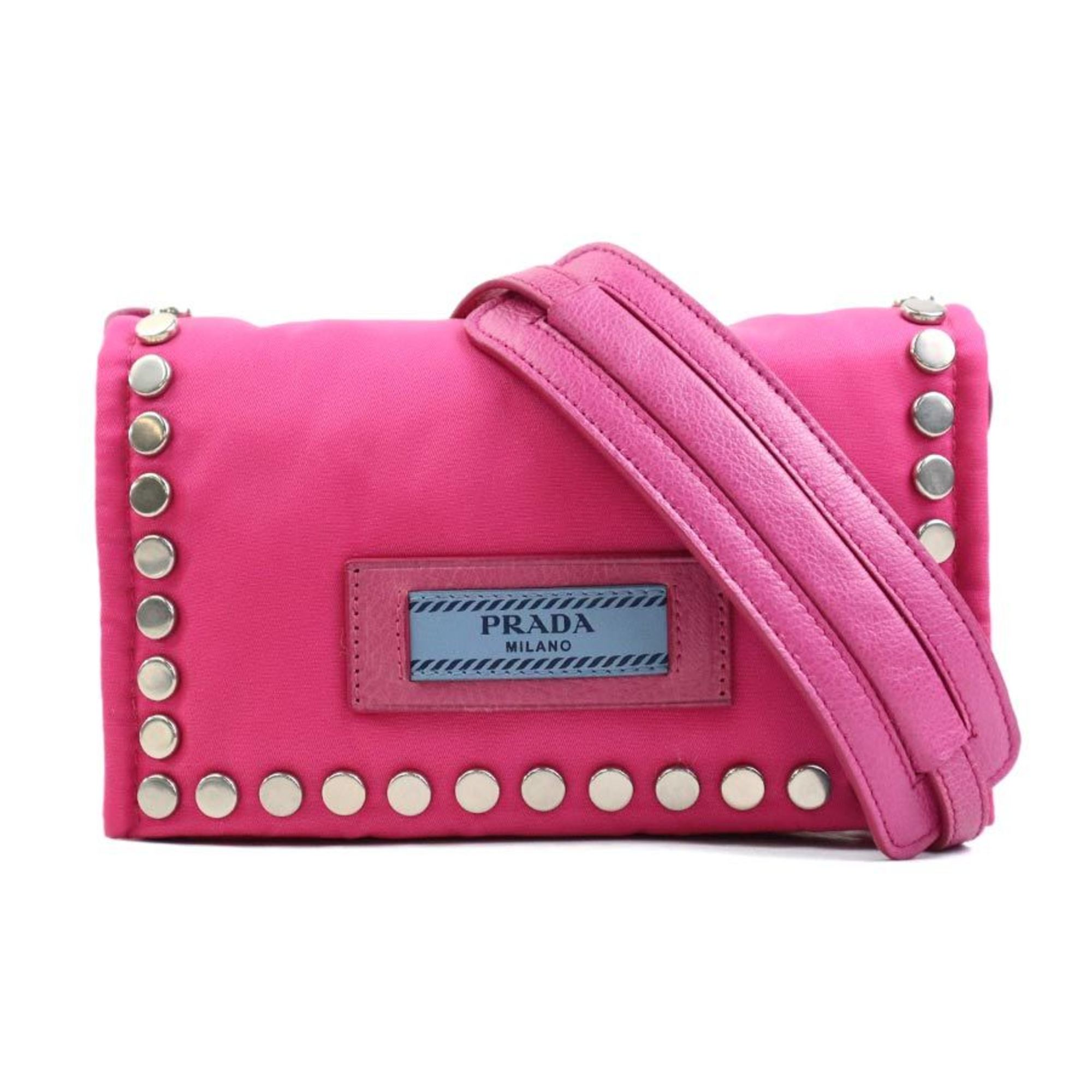 Prada Pink Nylon Leather Shoulder Bag (Pre-Owned)