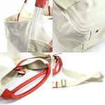 Valentino Garavani Light Beige Red Color Canvas Leather Handbag Shoulder Bag (Pre-Owned)