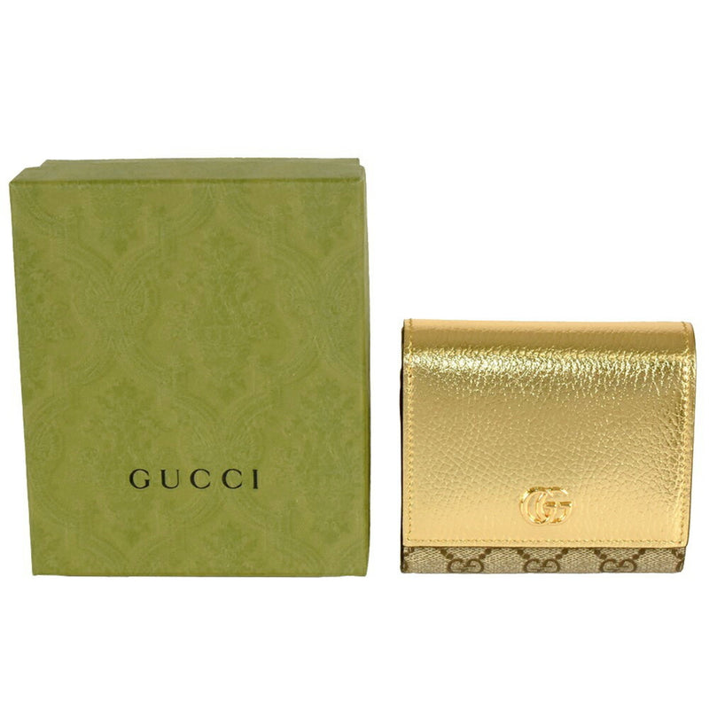 Gucci Gold Gg Supreme Leather Wallet (Bi-Fold) (Pre-Owned)