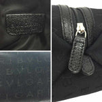 Bvlgari Black Leather Canvas Pouch (Pre-Owned)