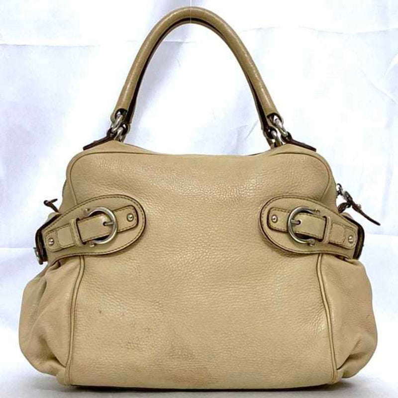 Salvatore Ferragamo Beige Leather Shoulder Bag Tote Bag (Pre-Owned)